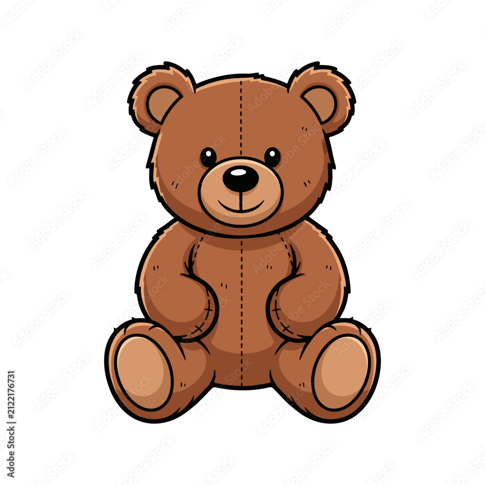 Fototapeta premium Cute Brown Teddy Bear Vector Illustration Isolated on White Background