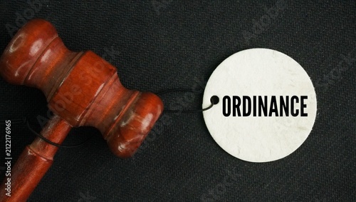 Принти на полотні Hammer the judge and tag the paper with the word ordinance