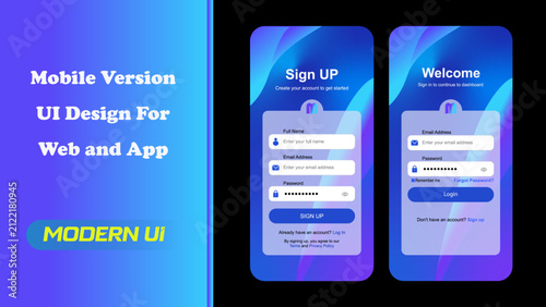 UI UX Design Kit for Mobile Web and App Login Page and Registration Interface Concept Design Template