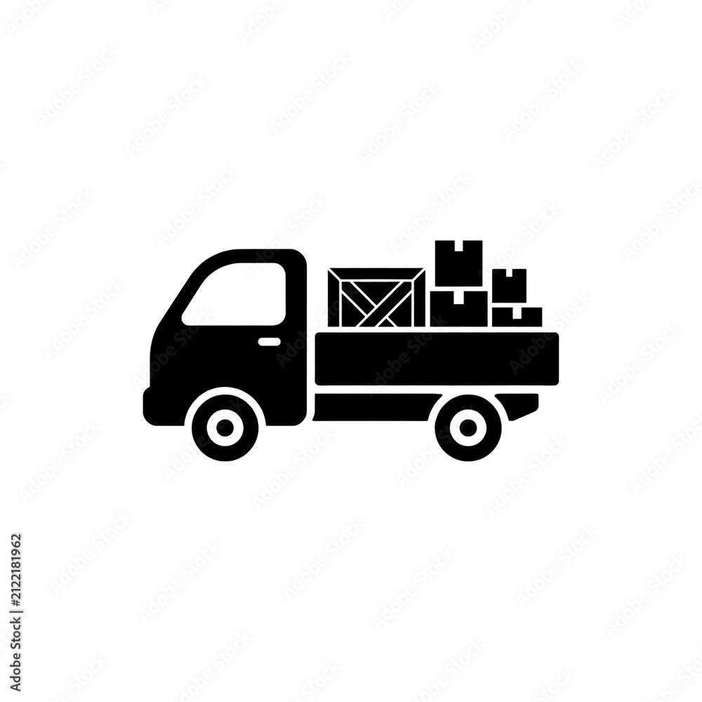 Fototapeta premium Commercial Pickup Loaded with Boxes Silhouette
