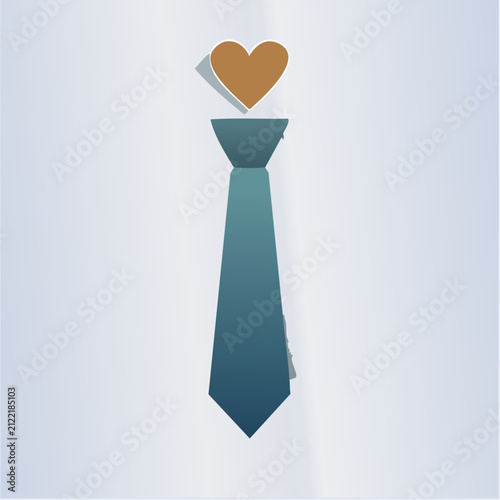 Father's Day greeting card concept with blue necktie and heart symbol