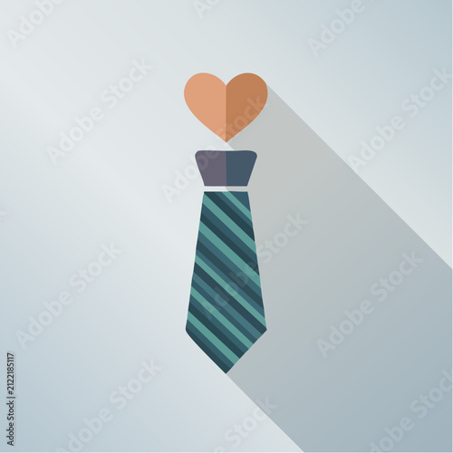 Father's Day greeting card design with necktie and heart symbol flat vector illustration