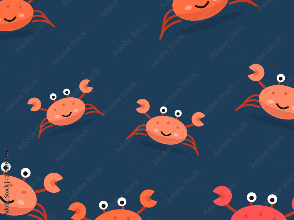 Fototapeta premium Cute Crabs Beach Pattern Background Design