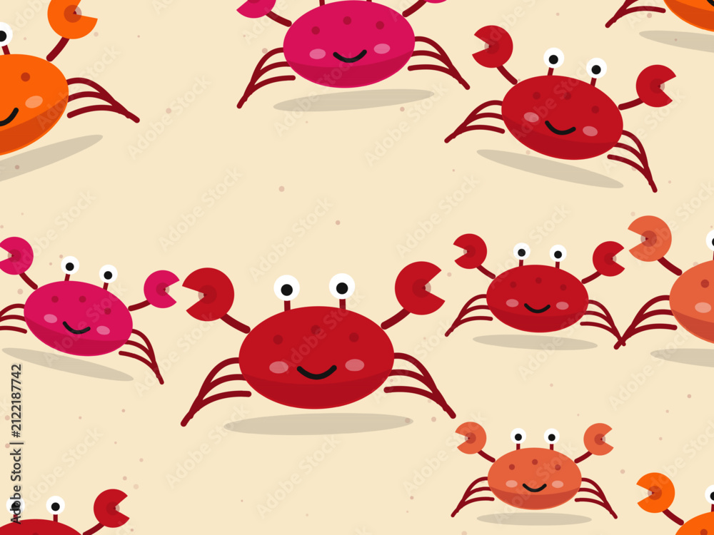Obraz premium Cute Crabs Beach Pattern Background Design