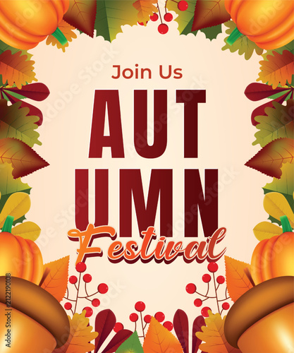 Autumn Harvest Pumpkin Background with Colorful Fall Leaves