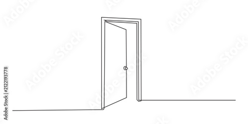 Bild auf Leinwand Continuous single line drawing of an open door.