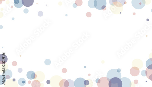 Pastel colored bubble border background featuring abstract soft translucent circles on a clean white backdrop.