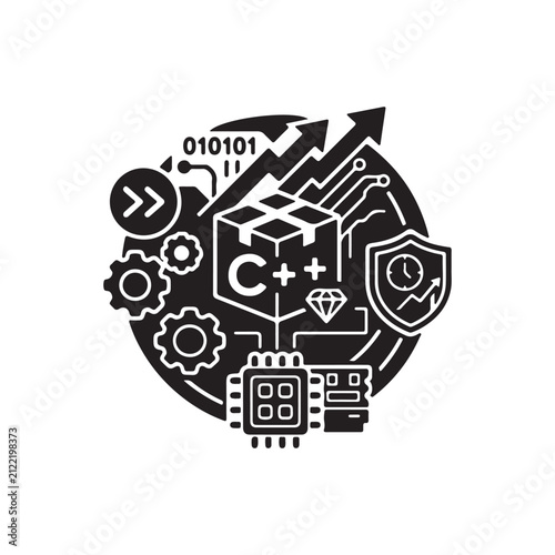 Obraz w ramie C plus plus software development and coding icon