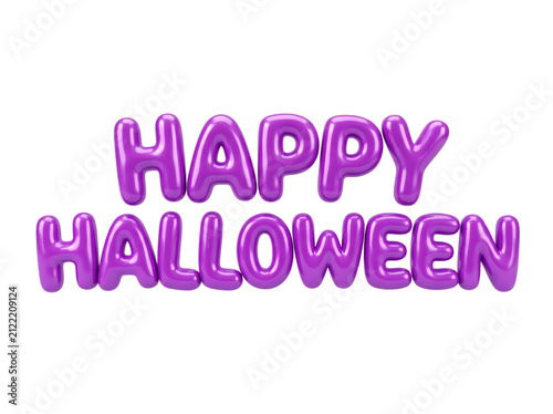 Happy Halloween Purple Foil Balloon Isolated Cutout PNG