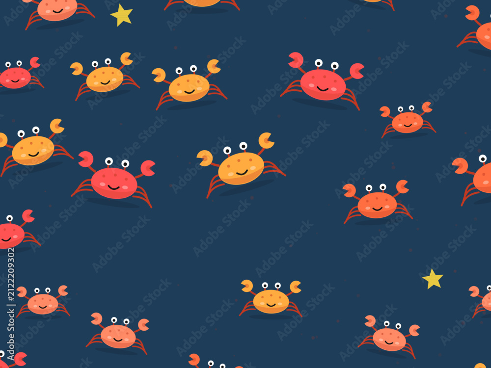 Obraz premium Adorable Crab Scatter Coastal Background Vector