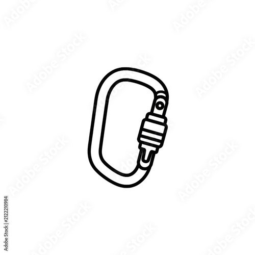Bild auf Leinwand Black and white carabiner icon for climbing gear.