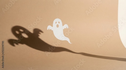 Plakat Cute White Paper Ghost With Shadow