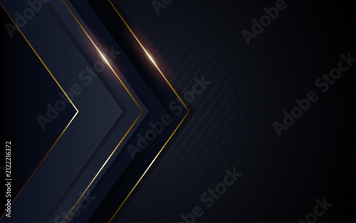 Luxury Dark Blue Grey and Gold Geometric Corporate Background with Modern Arrow Shapes and Copy Space, Premium Business Vector Template