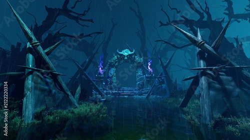 A mystical portal in a mysterious forest. Animation with a mystical, fantasy, horror, and Halloween theme.