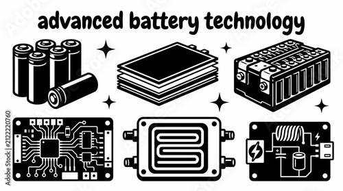 advanced battery technology components featuring lithium ion battery cells solid state batteries battery modules battery management systems cooling plates charging circuits and protective enclosures