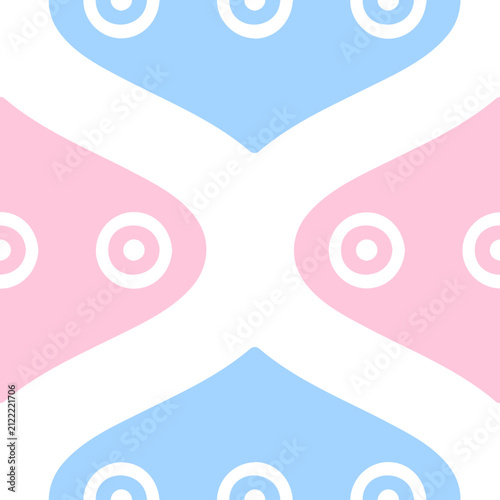 Abstract Pastel Geometric Seamless Pattern, Cute Pink and Blue Wave Ornament for Nursery and Textile Design