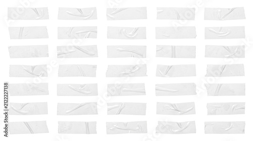 Foto White adhesive tape strips set isolated on white background