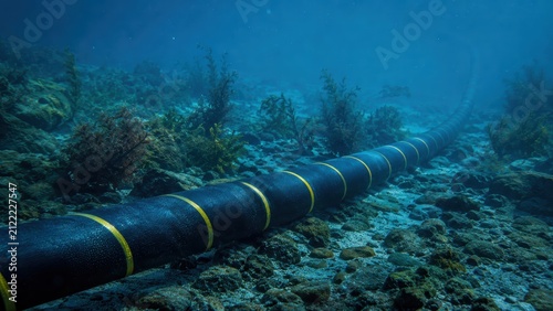 Submarine Fiber Optic Cable Underwater for Global Internet Connectivity Photo