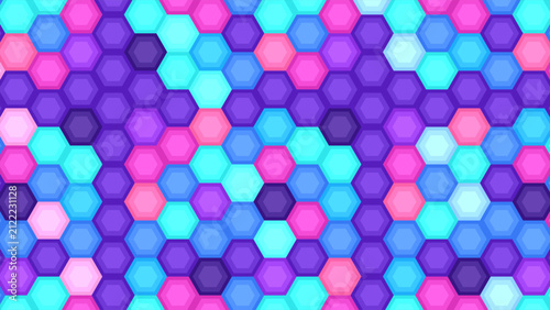 Abstract Neon Futuristic Glowing Hexagonal Grid Vector Background