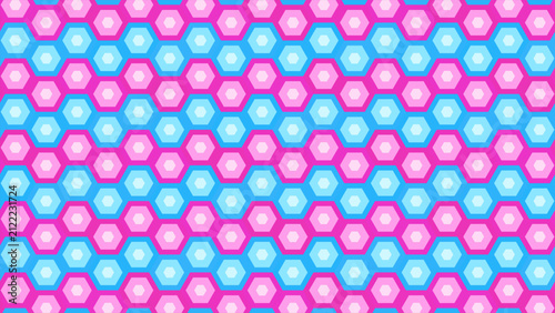 Abstract Geometric Futuristic Neon Hexagon Pattern Vector Background with Electric Blue and Magenta