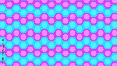 Abstract Futuristic Illuminated Honeycomb Background with Cyan Purple Hexagon Grid Geometric Vector Pattern