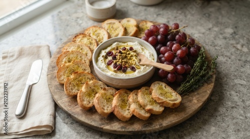 Mediterranean Whipped Feta Dip with Olive Oil, Pistachios, Thyme, Kalamata Olives, and Gourmet