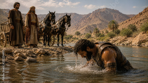 Naaman, Commander Of Aram, Receiving God's Healing In The Jordan River