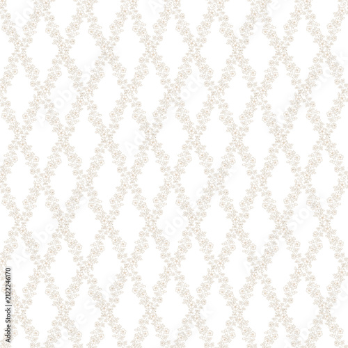 Elegant Wild Rose Trellis Seamless Pattern with Delicate Cottage Garden Floral Lattice