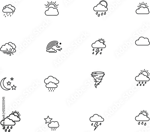 Black and White Eco Nature Icon Set with Globe Tree Leaf Heart Gift and Energy Symbols Vector Illustration Collection