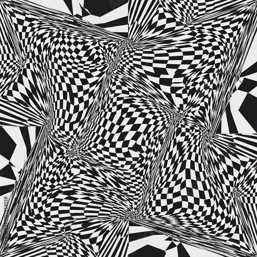 Hypnotic Op Art: Black & White Geometric Distortion, Mind-Bending Optical Illusion