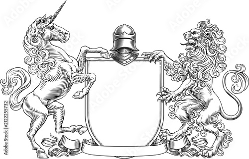 A heraldry crest lion and u...