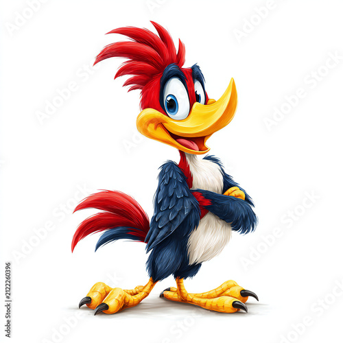 Woody Woodpecker cartoon character paint on white background 