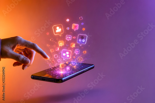Smartphone With Abstract Social Interaction Symbols