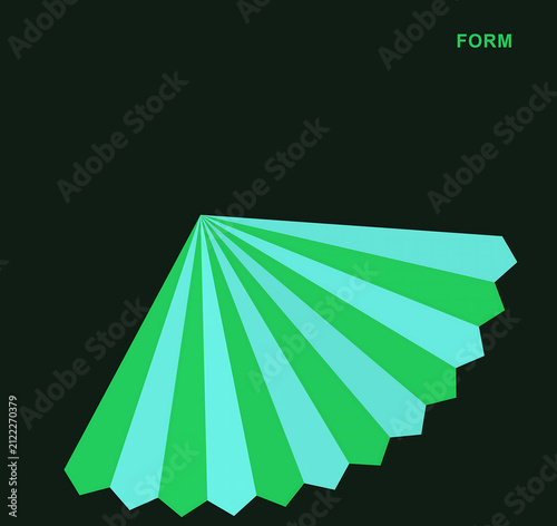 Retro pixel art green fan shape icon on a black background