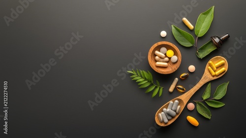 Natural supplements with herbs and vitamins.