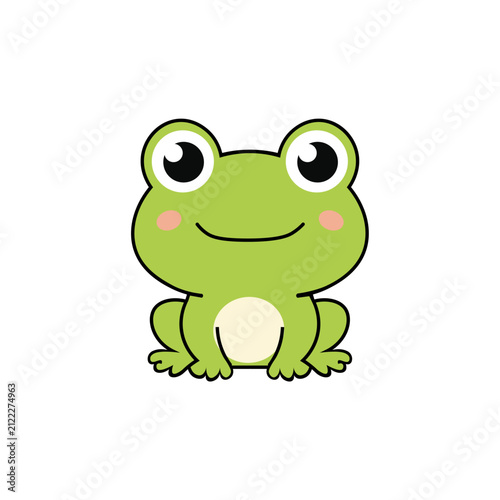 Cute Cartoon Frog Character Illustration Isolated on White Background