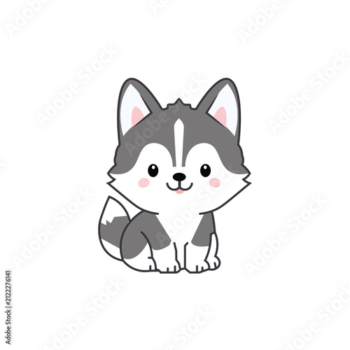 An adorable cartoon husky puppy character, An adorable cartoon husky puppy character