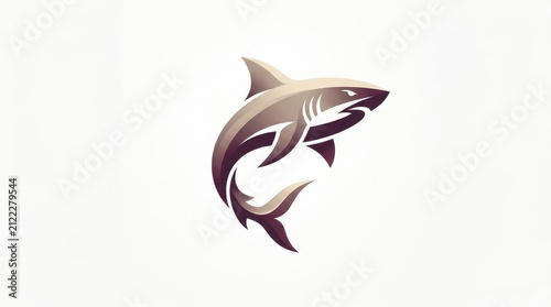 Modern Elegant Champagne Gold and Deep Purple Gradient Swimming Shark Logo Vector Illustration