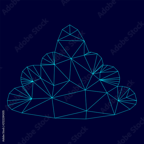 Canvas Print Poo low poly triangulation triangulated polygonal electric cyan blue vibrant aqu