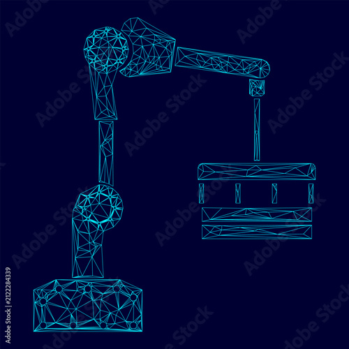 Foto Robotic hand manipulator low poly triangulation triangulated polygonal electric