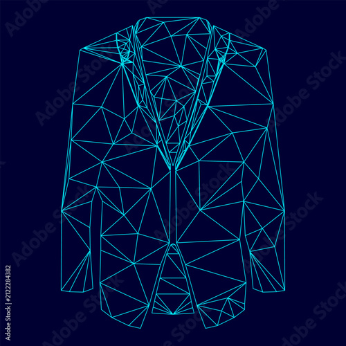 Obraz na płótnie Business suit low poly triangulation triangulated polygonal electric cyan blue v