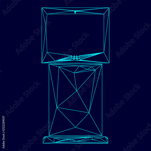 Bild auf Leinwand Terminal stand with touch screen low poly triangulation triangulated polygonal e