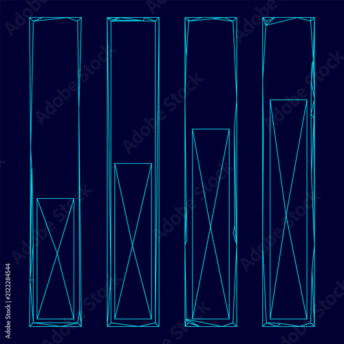Fotografie Diagram growth low poly triangulation triangulated polygonal electric cyan blue