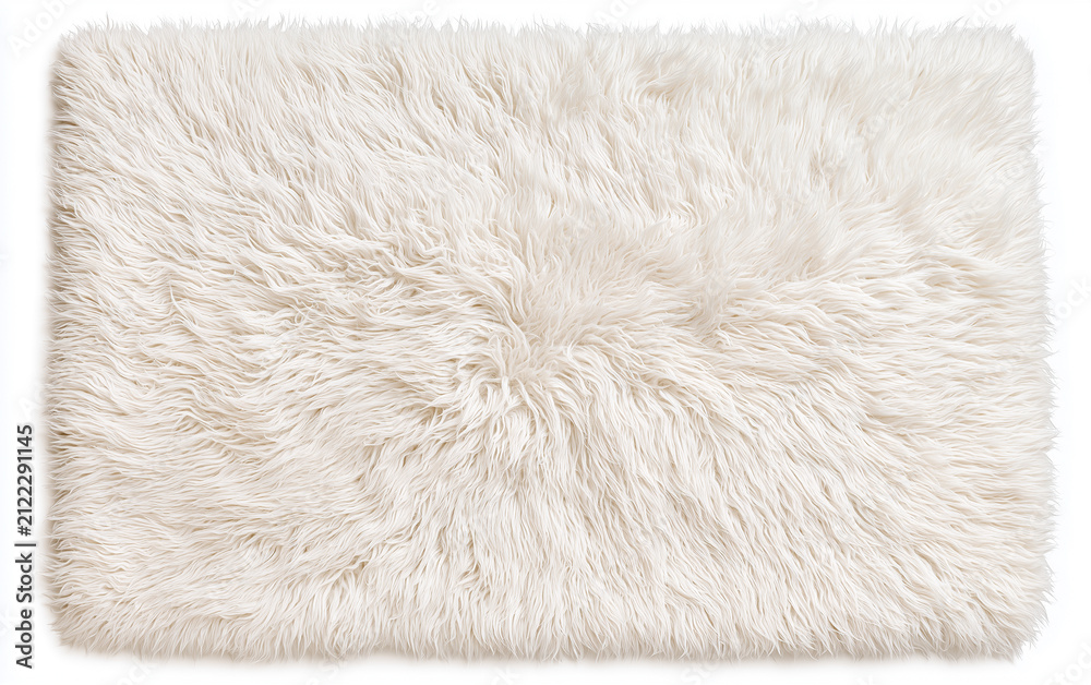 Fototapeta premium Fuzzy carpet on white background. Interior element