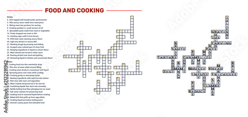 Food and cooking crossword puzzles with clues and answers  