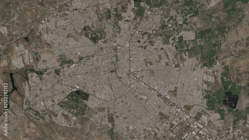 Top-down aerial 3D illustration of San Luis Potosí, Mexico