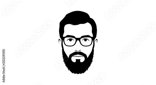 Minimalist Illustration of Male Face with Beard and Glasses.