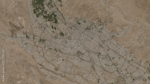 Fotografía Top-down aerial 3D illustration of Shiraz, Iran