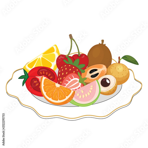 plate with fruits