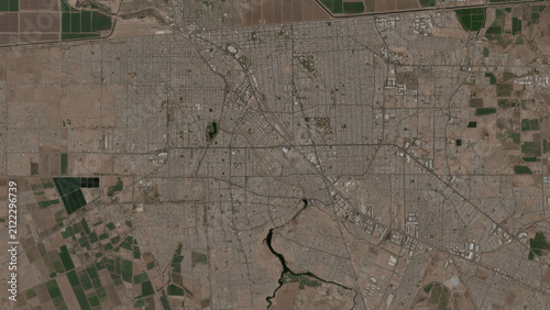 Top-down aerial 3D illustration of Mexicali, Mexico